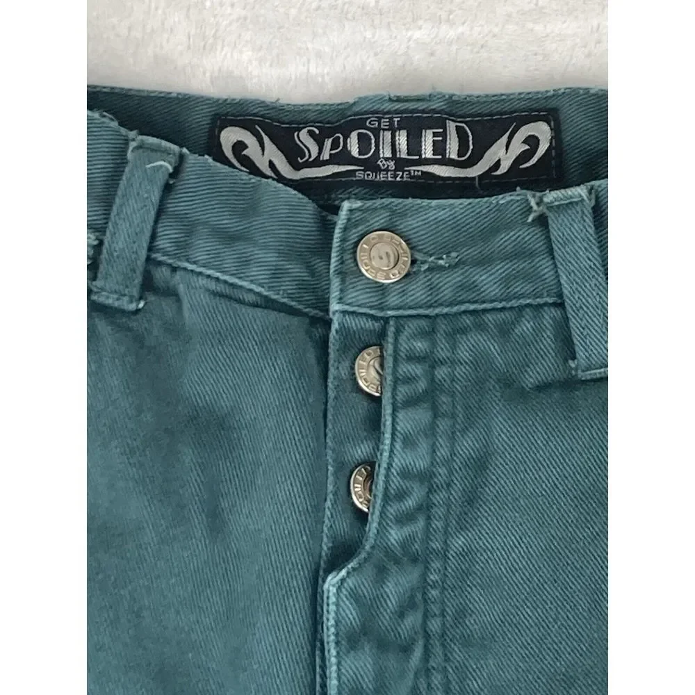 Get Spoiled by Squeeze Womens Forest Green Button Fly Jeans Straight Leg Size 11